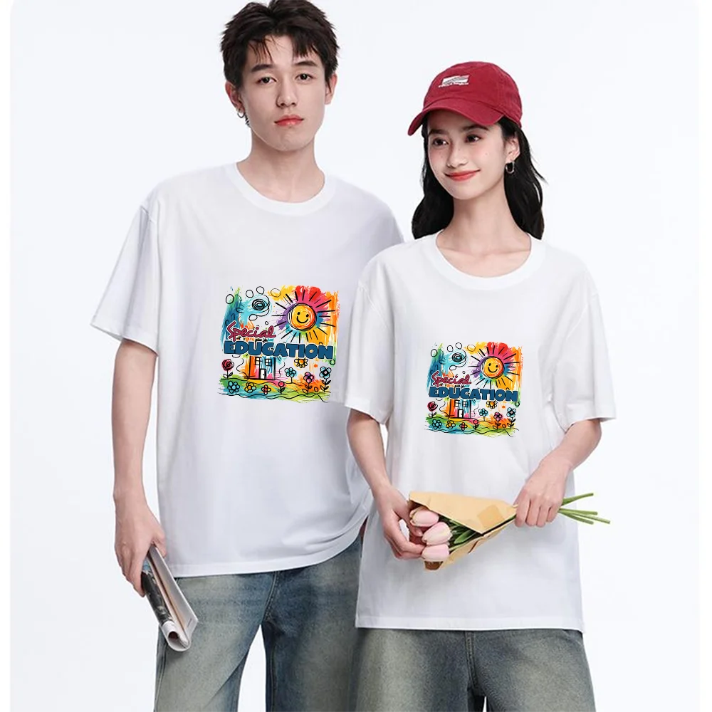 Special Education Sunflower House Printed T Shirt Breathable Fabric S-XXL Personalized Custom Aesthetic Graphic Unisex Fit Daily