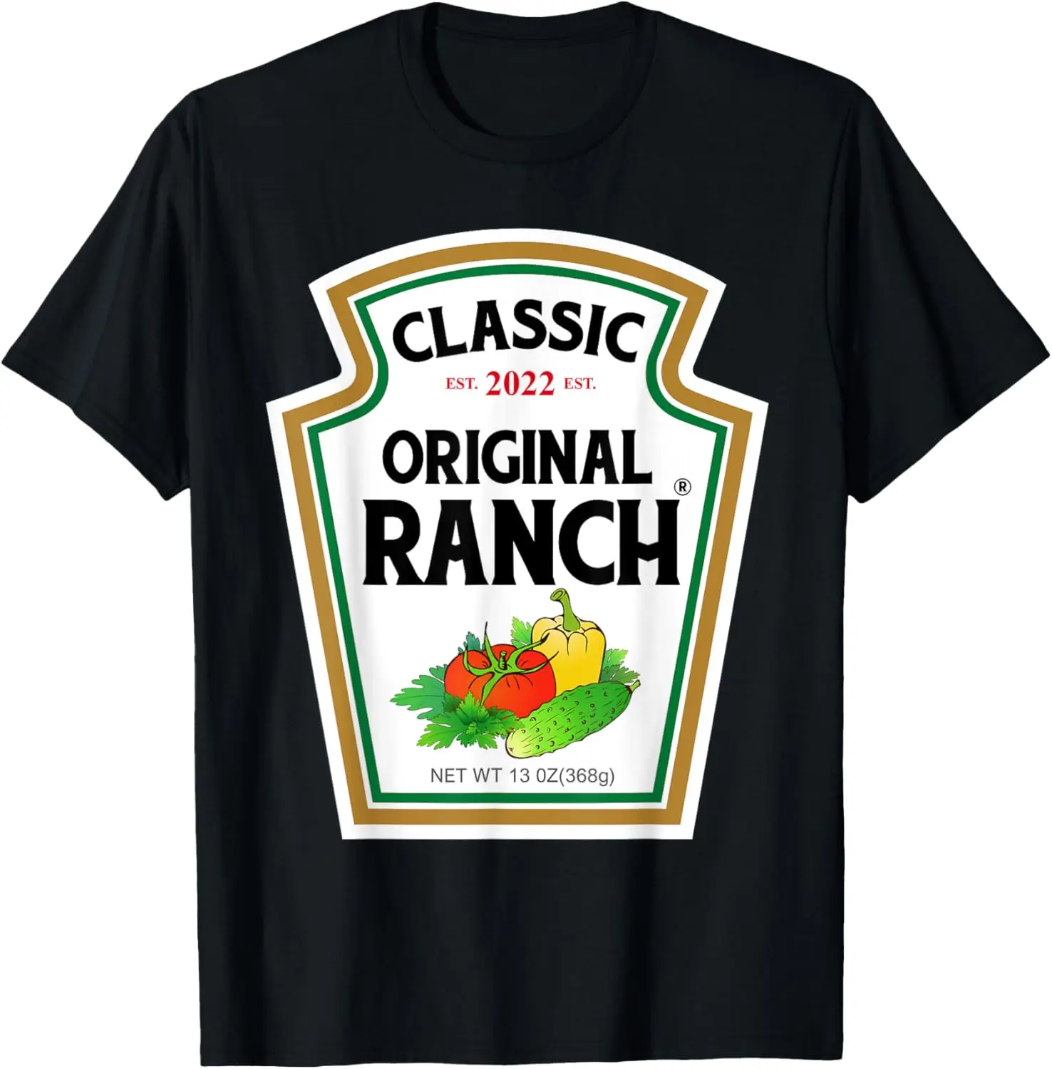 T-shirt abbinata al costume di Halloween con salsa di Ranch, insalata verde