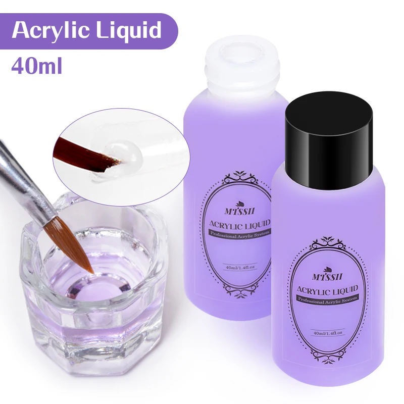 MTSSII 40ml Acrylic Liquid Nail Professional Polymer Crystal Liquid Nail Extension Non-Yellowing Acrylic nail supplies No Need