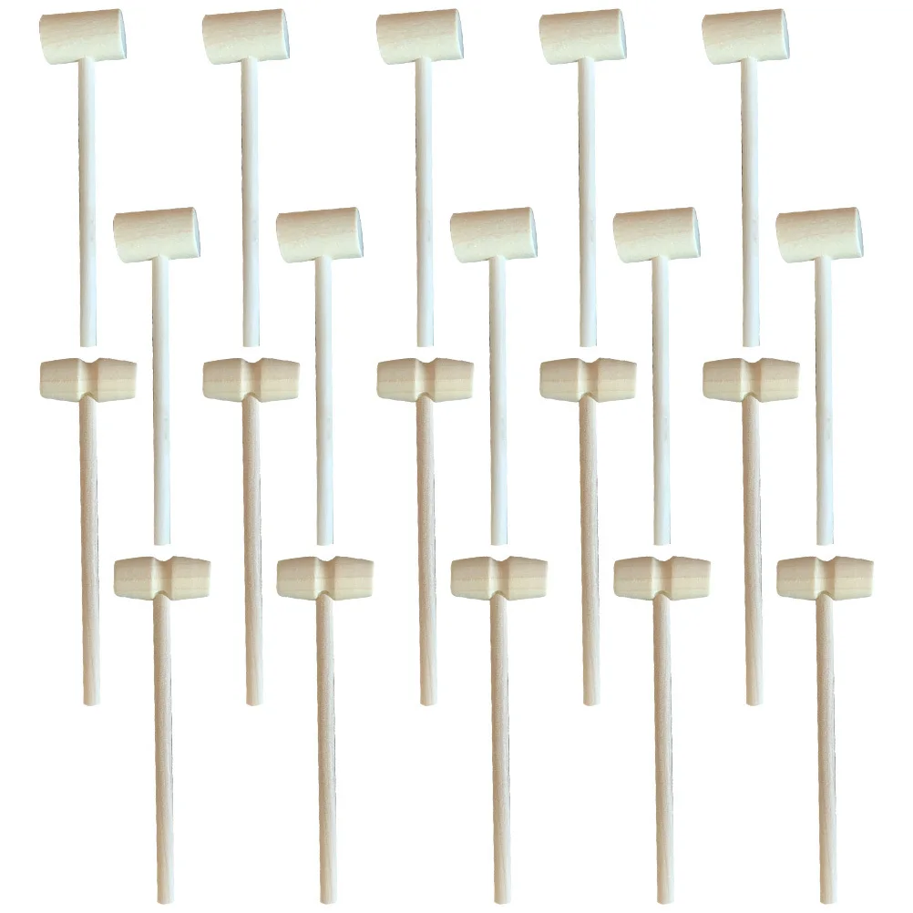 Martillo de madera Natural para niños, Mini mazos suaves y seguros para manualidades Diy, herramientas manuales para juegos de Pascua, 20 Uds.