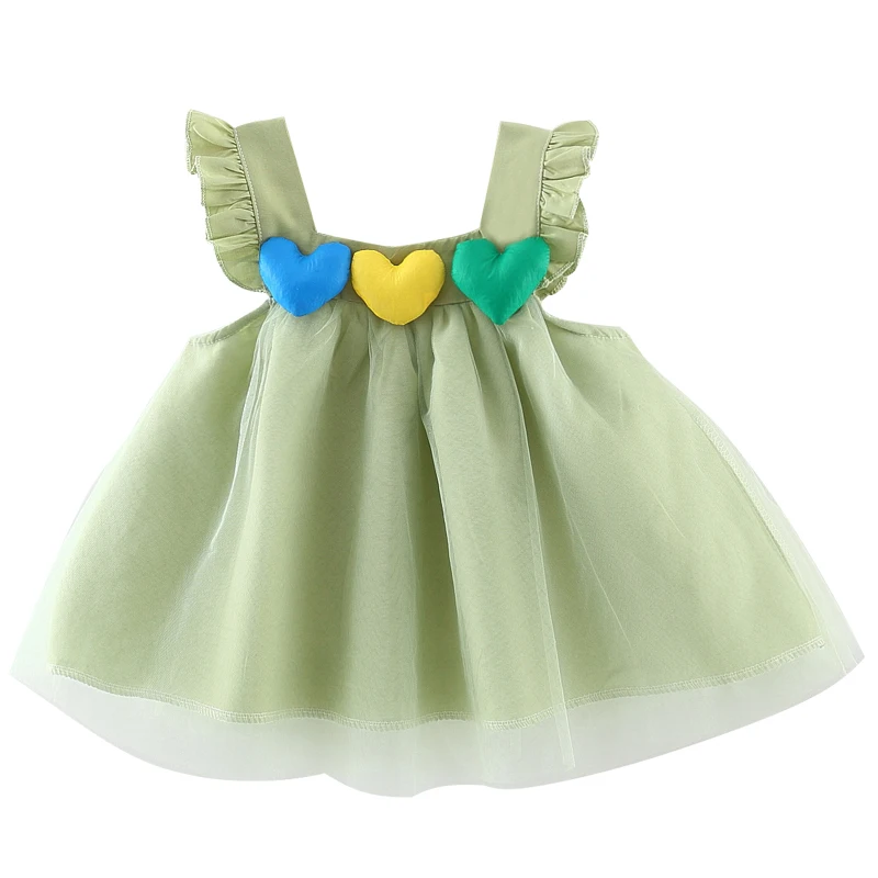 

2023 Summer Outfits Baby's Dresses Toddler Girl Clothes Korean Cute Mesh Sleeveless Infant Princess Dress Newborn Clothing BC549