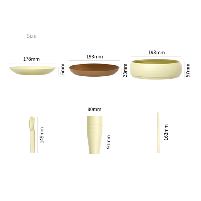 

ABKG Pro Camping Picnic Dishes Set, (17PCS) Portable Plastic Reusable Cutlery Set, Outdoor Essential Plate and Cup