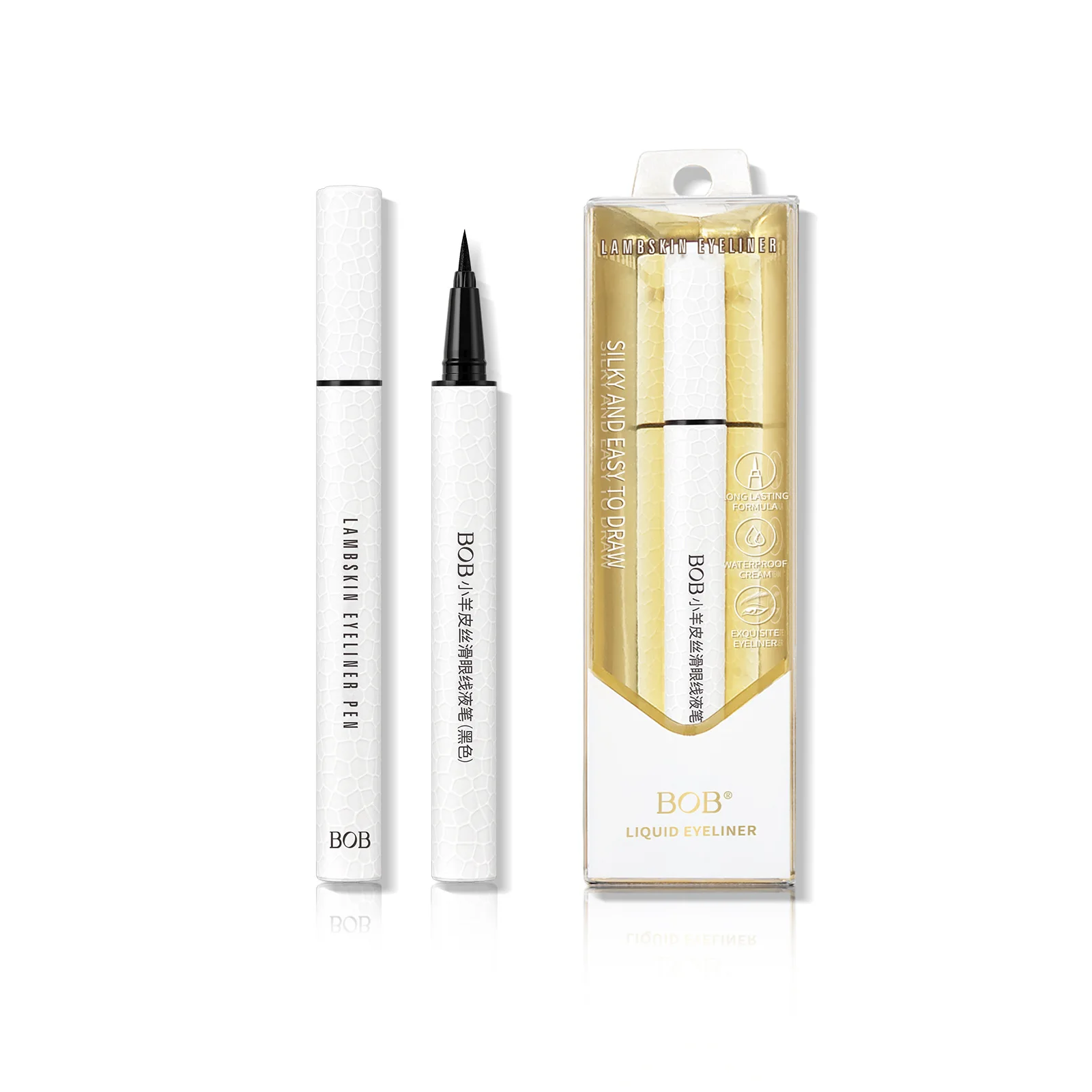 Lápis delineador preto à prova d'água, à prova de suor, de longa duração, à prova de manchas, secagem rápida para maquiagem de olhos negrito, fácil deslizamento, sedoso e suave