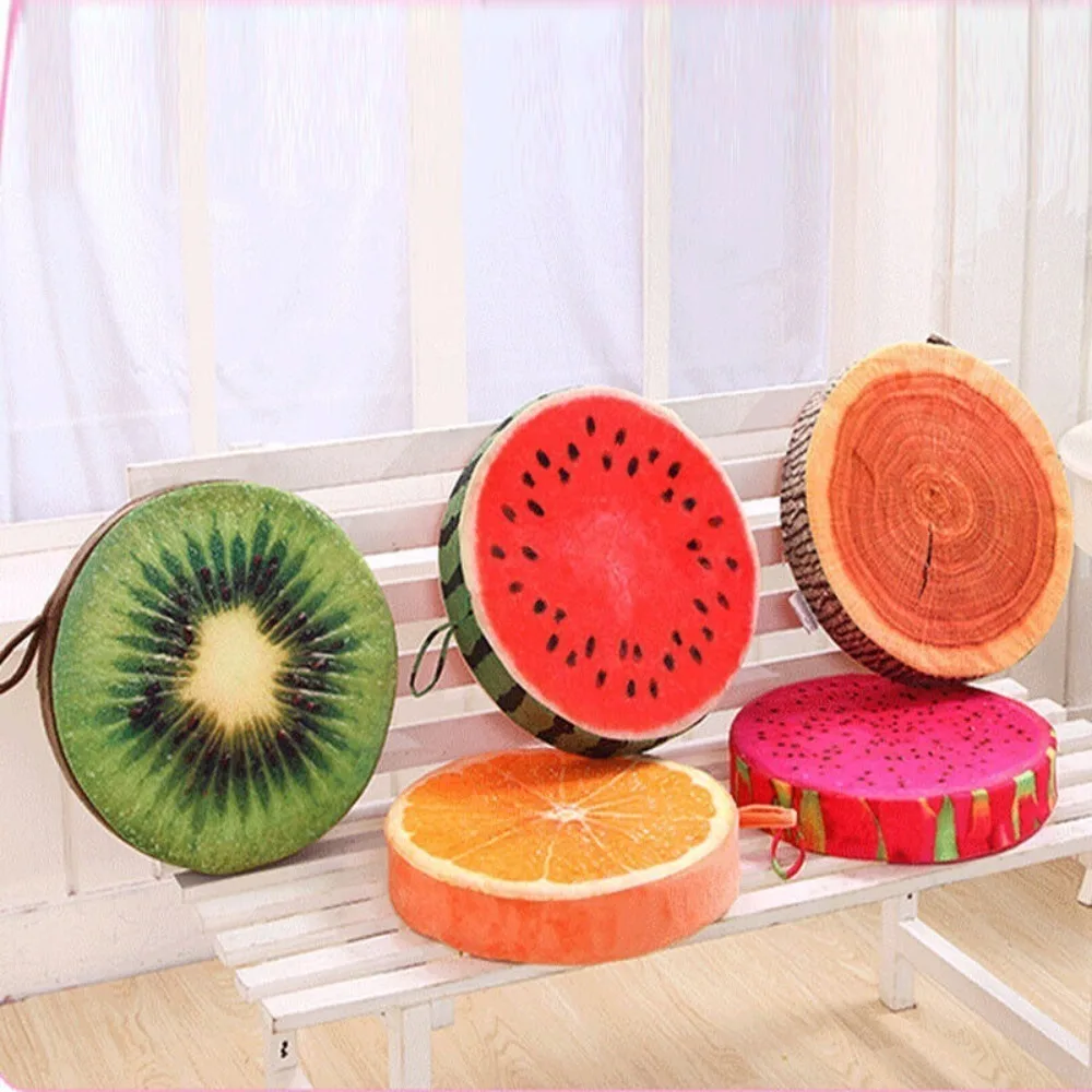 Weiche, bequeme Plüschtier-Sofakissen, Garten, Esszimmer, Outdoor-Sitzpolster, Stuhlkissen, rundes Kissen, Obst-Sitzpolster
