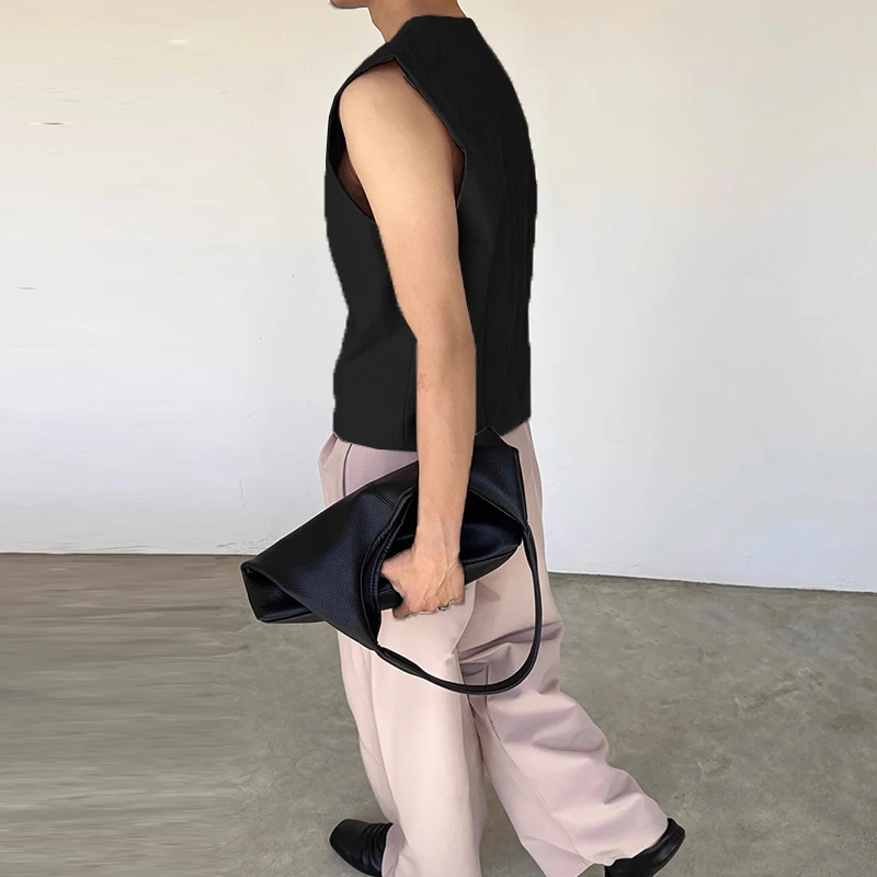 

INCERUN мужские жилеты однотонные с круглым вырезом без рукавов повседневные мужские жилеты уличная одежда свободные 2025 модные жилеты для отдыха мужские S-5XL