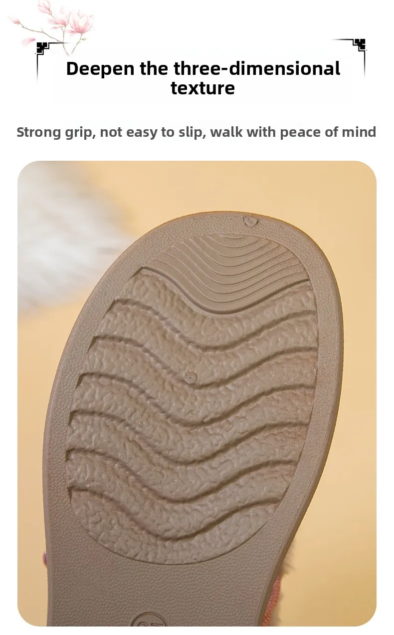 Damen-Winterschuhe mit Fleece-Futter, bestickt, im chinesischen Stil, mit Froschknopf, zum Hineinschlüpfen, rutschfeste, dicke Sohle, warme Freizeitschuhe. – Detail 4