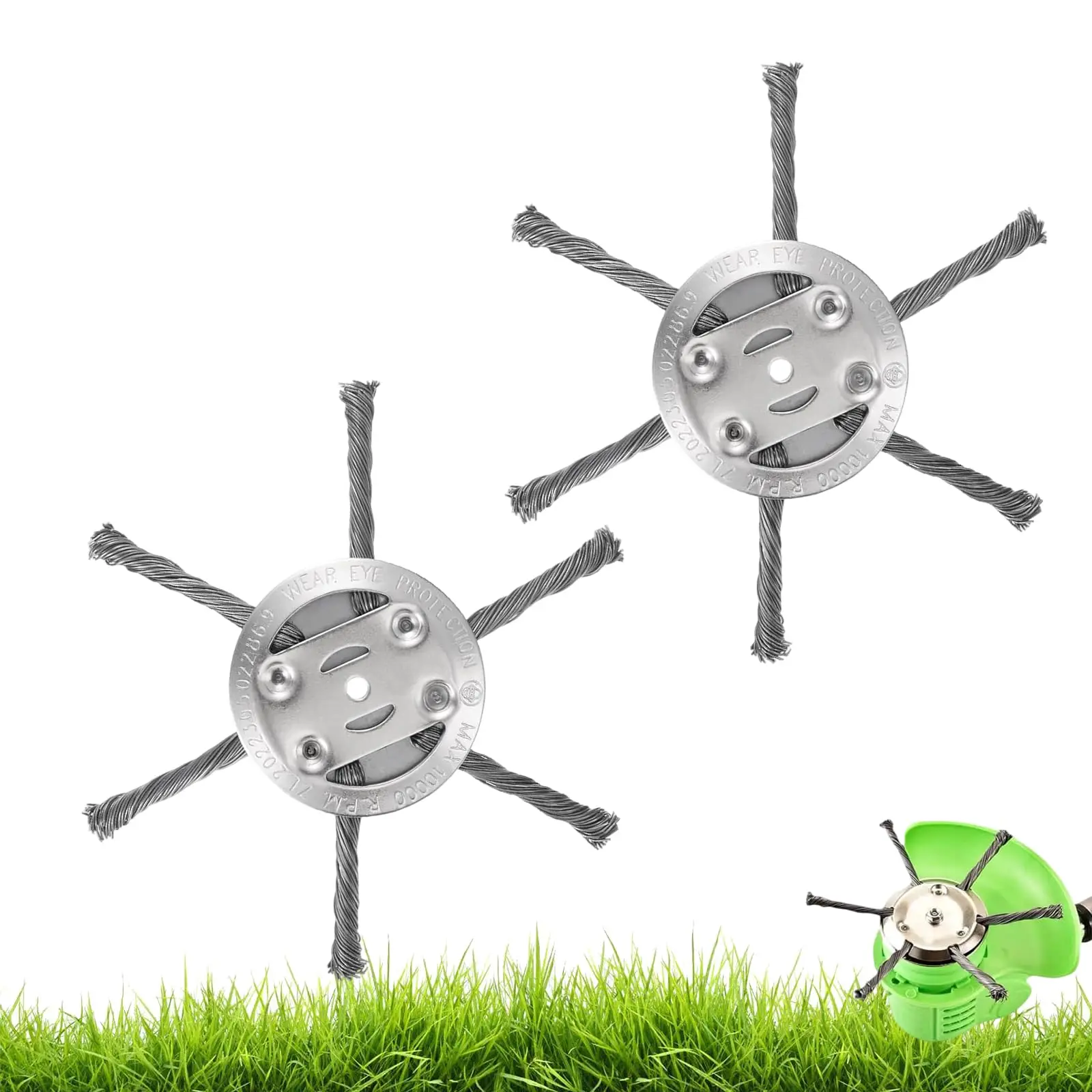 Steel Wire Weed Brush Head Grass Trimmer Head Heavy Duty for Moss Rust Removal Lawn Mower Driveway Sidewalk Garden Weeding Tool