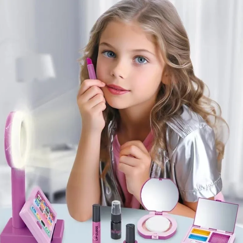 Fake Makeup Girl Toys Kids Hair Beauty Makeup Set Girl Simulation Hair Dryer Fashion Styling Tool Pretend Play House Toys Gift