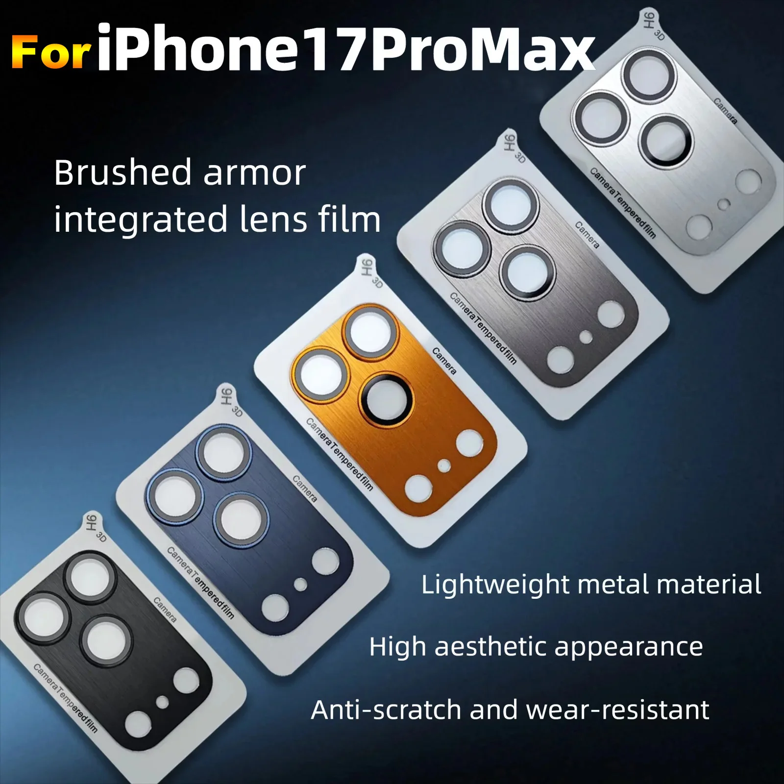 

Brushed Armor For iPhone 17 Pro Max Camera Lens Integrated Protector Film Metal 9H+Tempered Glass Camera Screen Protective Cover