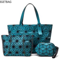 sac a main brand women geometric bags for 2023 Quilted Shoulder Bags Laser Plain Folding ladies Handbags Bolso Mujer