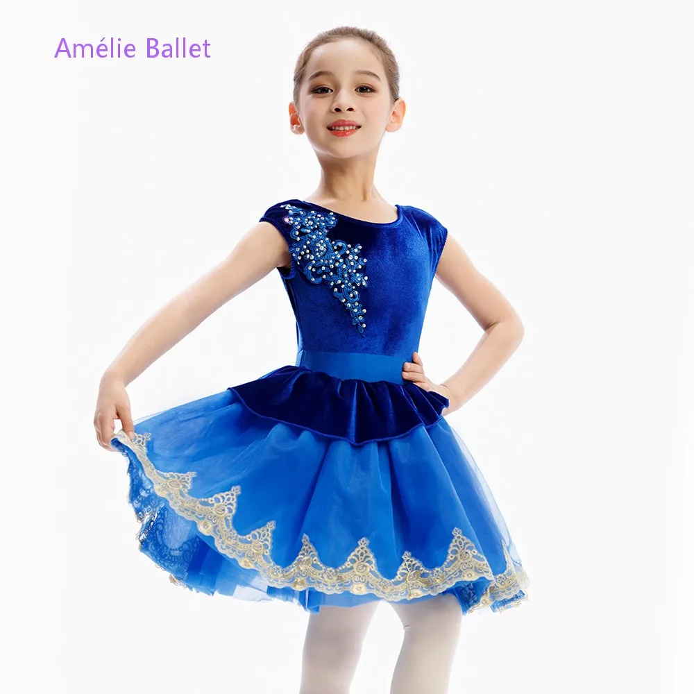 

25105 Новые балетные костюмы для девочек, танцевальные платья для выступлений на сцене, королевская синяя бархатная балетная пачка для взрослых, балетная пачка для девочек