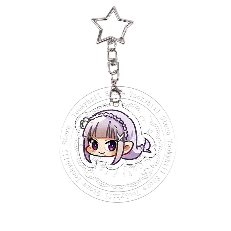 Re:Zero Acryl-Schlüsselanhänger Emilia Ram Beatrice Studentin Kawaii Tasche Anime Cartoon Deko-Accessoires Anhänger Schlüsselring Geburtstagsgeschenk – Detail 5