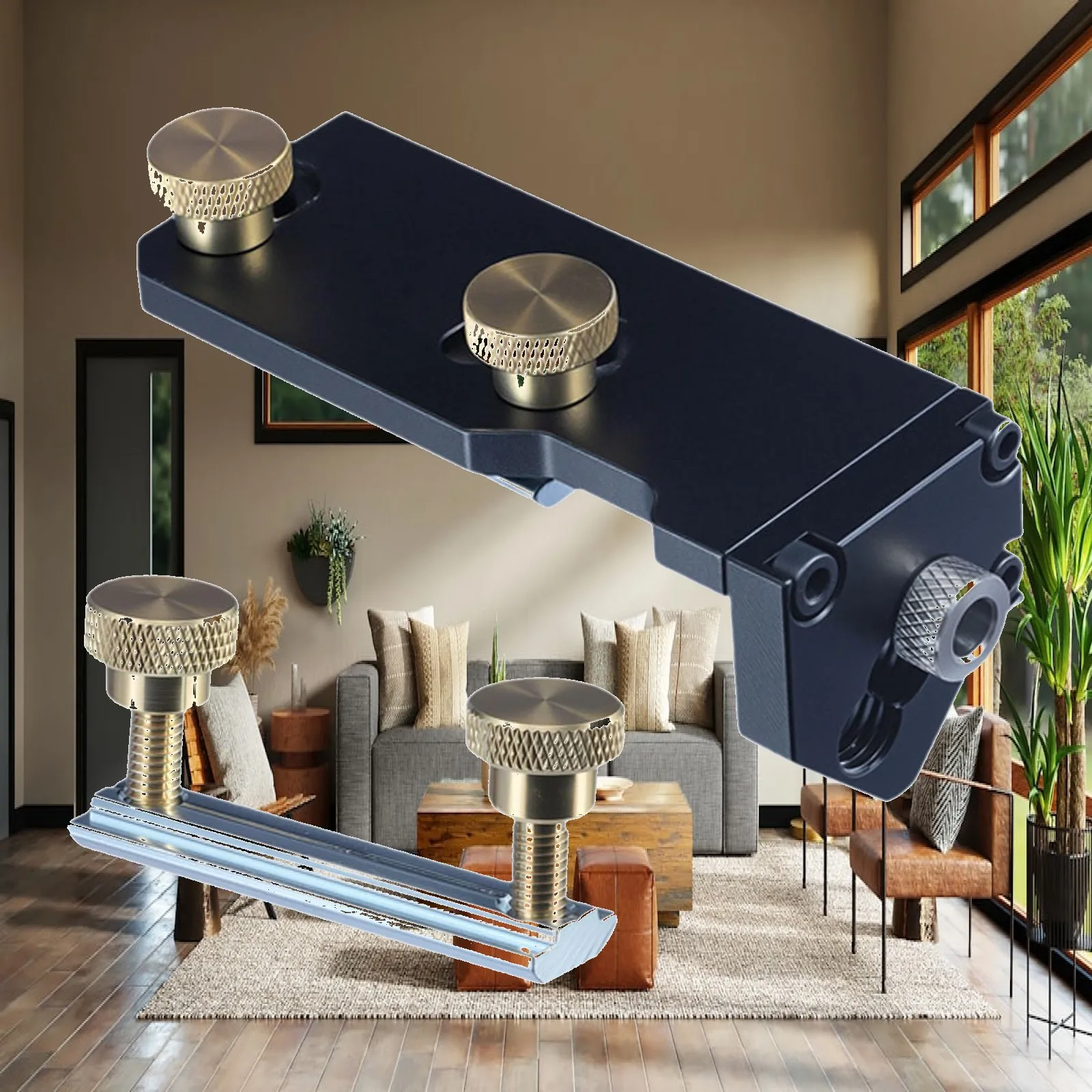Compact Drill Guide Jig Aluminum Alloy Frame with Brass Screw Positioning Ruler Aid Vertical Puncher for M6 M