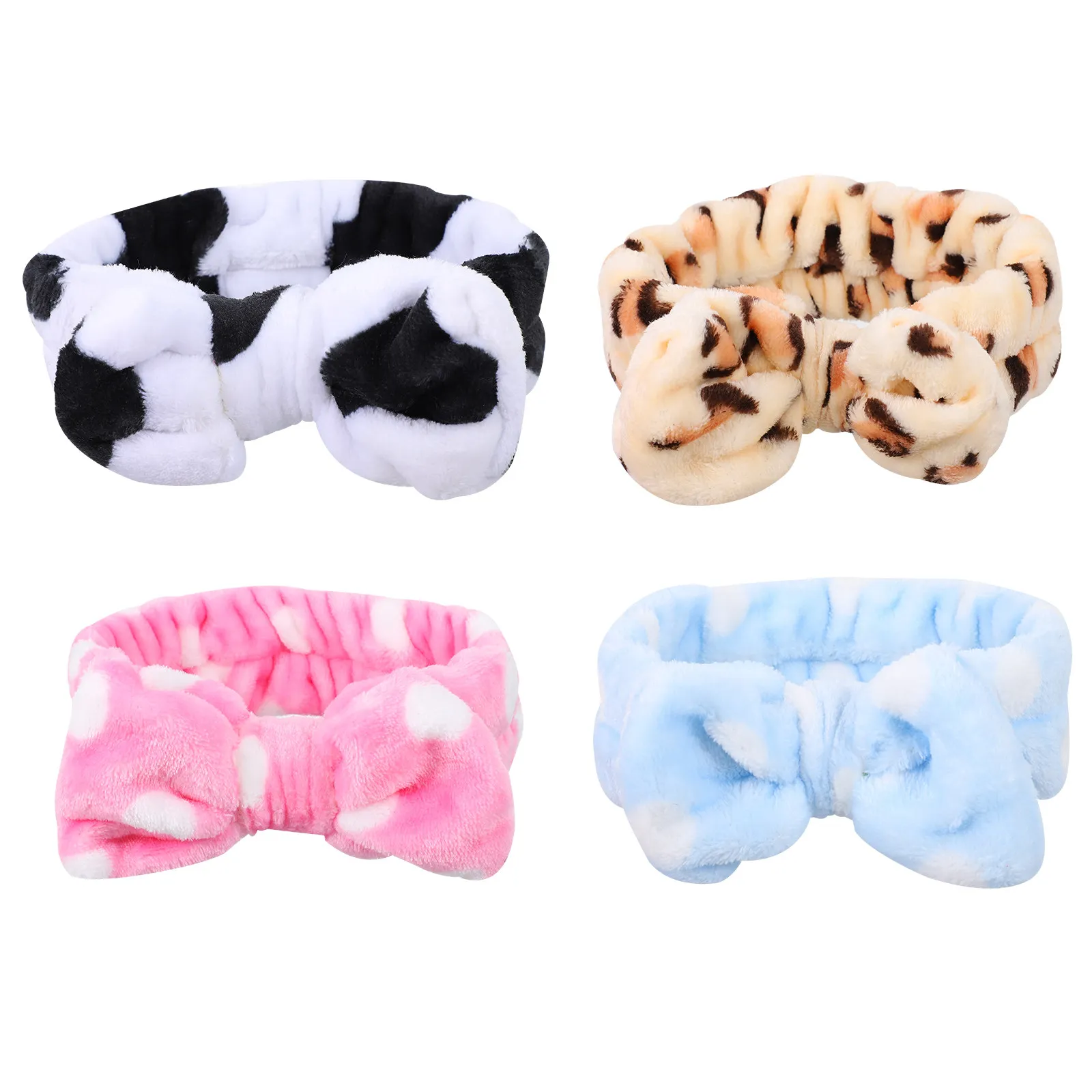 4Pcs Soft Skin Friendly Coral Fleece Head Wraps Stretchy Headband for Spa Mask Application Makeup and Face Cleansing