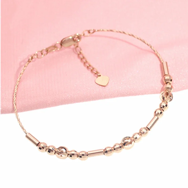 Fashion Plated 14K Rose Gold Geometric Charm Bracelets for Women Classic Party Jewelry for Girlfriend Gift