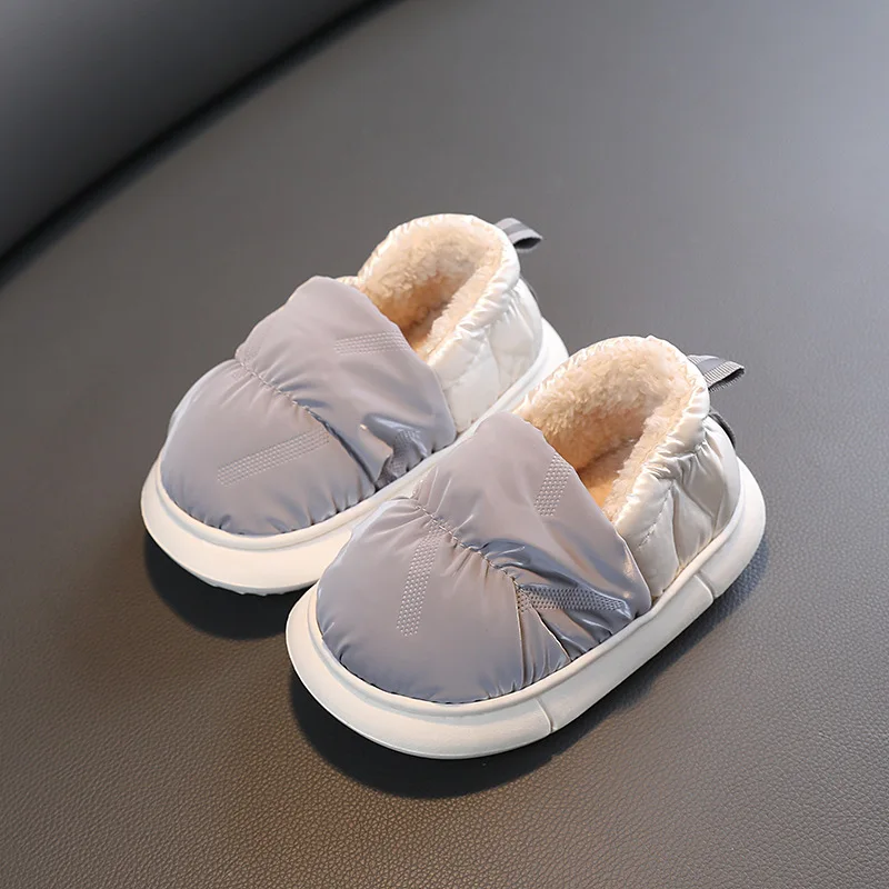 2023 Nieuwe Winter Kinderen Katoenen Schoenen Effen Kleur Doek Waterdicht Antislip Jongens En Meisjes Leuke Warme Indoor slippers Koreaanse