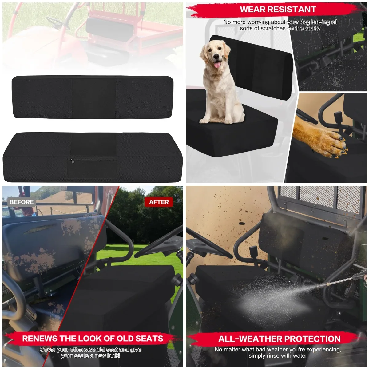 

Mule 610 Seat Cover - Waterproof PU Compatible with Kawasaki Mule 600/610 4x4