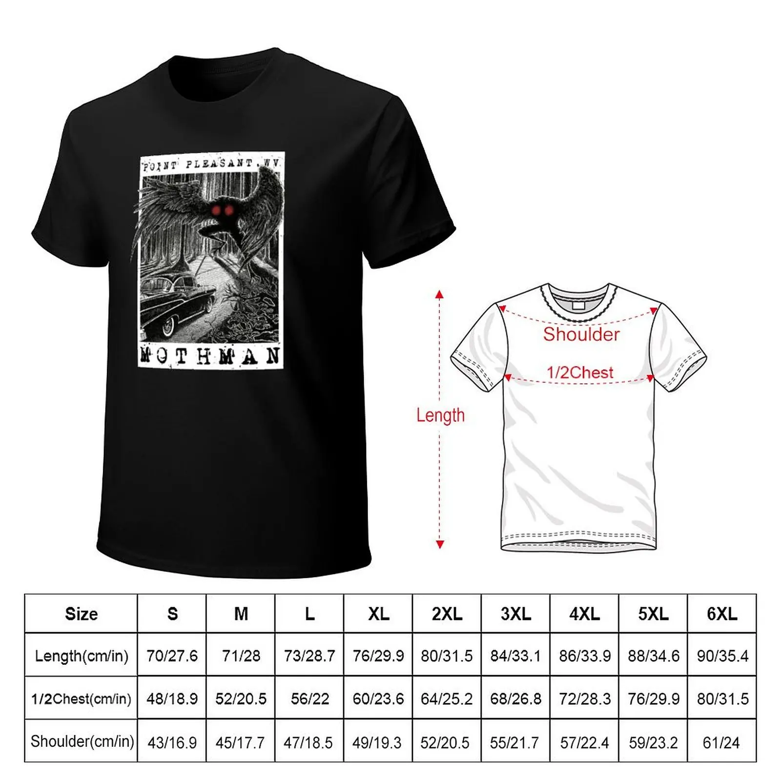 Mothman Encounter - Point Pleasant, WV Cryptid Gift T-Shirt Anti-Fade Casual Tee Shirt