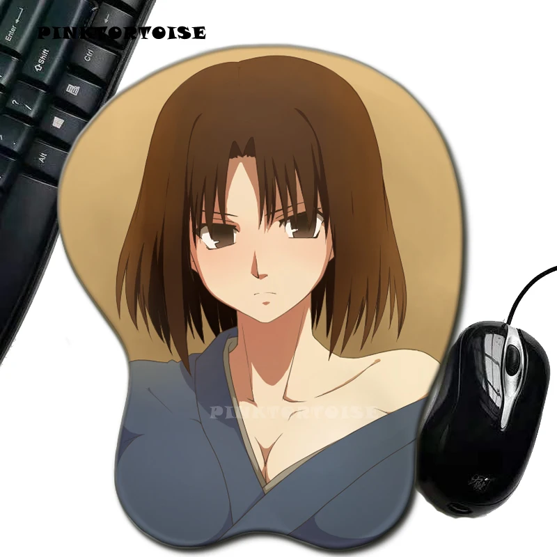 

PINKTORTOISE Anime 3D Ryougi Shiki Mouse Pad with Silicone Wrist Rest Mousepad Chest Mouse Hand PC Office Comic Mouse mat