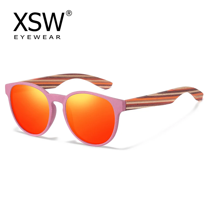 

XSW Bamboo Sunglasses Women Polarized UV400 wheat straw Brand Designer Classic Sun glasses Vintage Wooden Sunglasses 7017