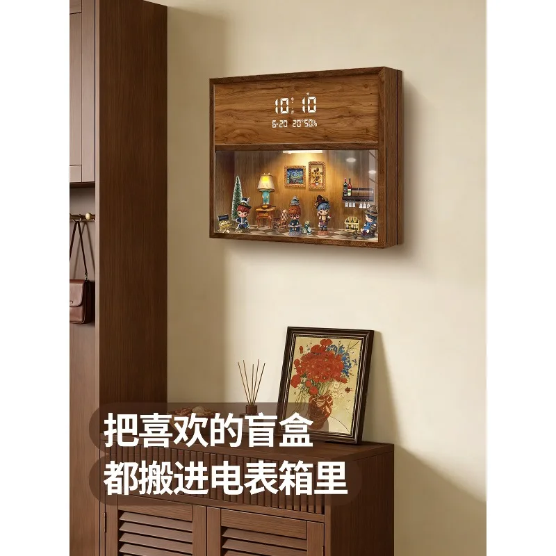 Storage meter box decorative painting with dustproof luminous figure display stand perpetual calendar electronic clock
