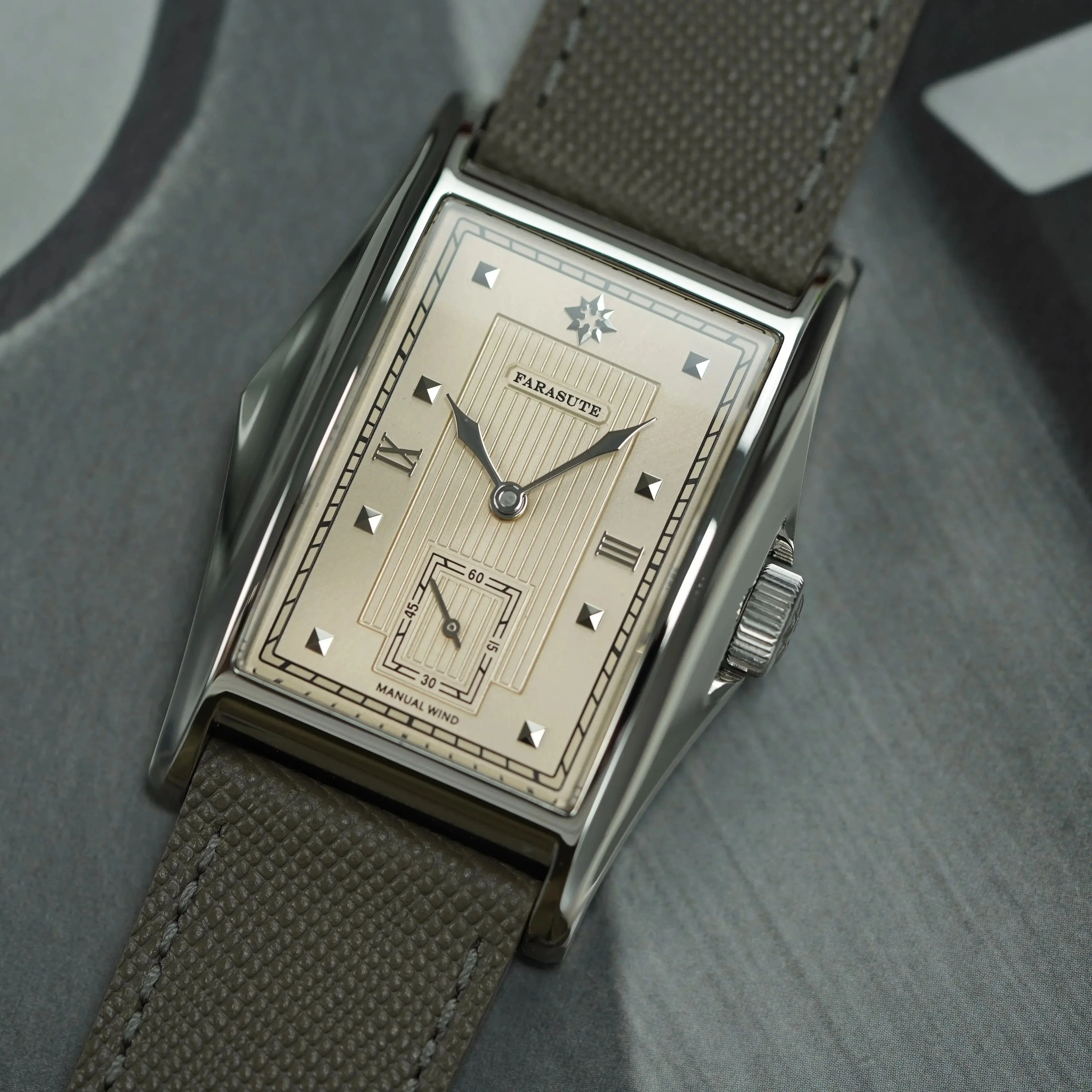 FARASUTE Men Automatic Watch 33mm Rectangle Mechanical Wristwatch Sapphire 30m Waterproof Small Second Hand