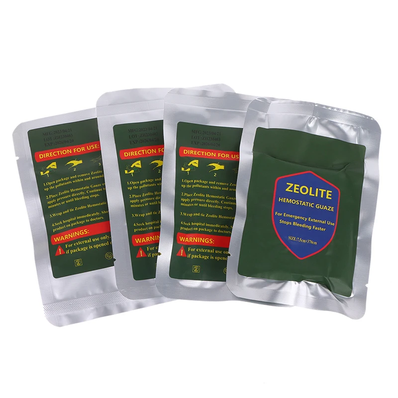 1Bag Hemostatic Kaolin Gauze Combat Emergency Trauma Z-Fold Soluble For Ifak Tactical Military First Aid Kit Medical Wound