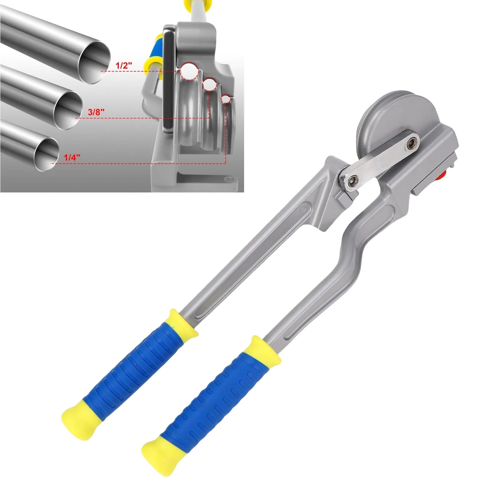 Dobrador de tubos 3 em 1 Design 0-180 °   Ferramenta dobradora de tubos manual portátil de liga de alumínio para manutenção de ar condicionado 6mm/10mm/12mm
