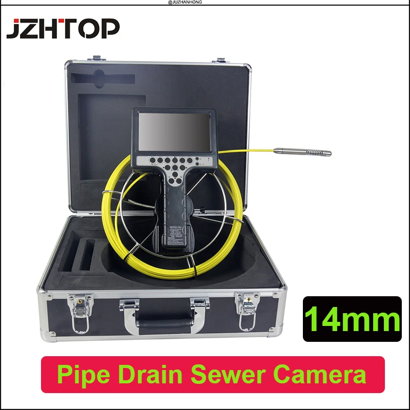 14mm Video Pipe Inspection Camera Drain Sewer Detection Borescope Endoscope System Kit Handheld 7'LCD DVR For Closestool