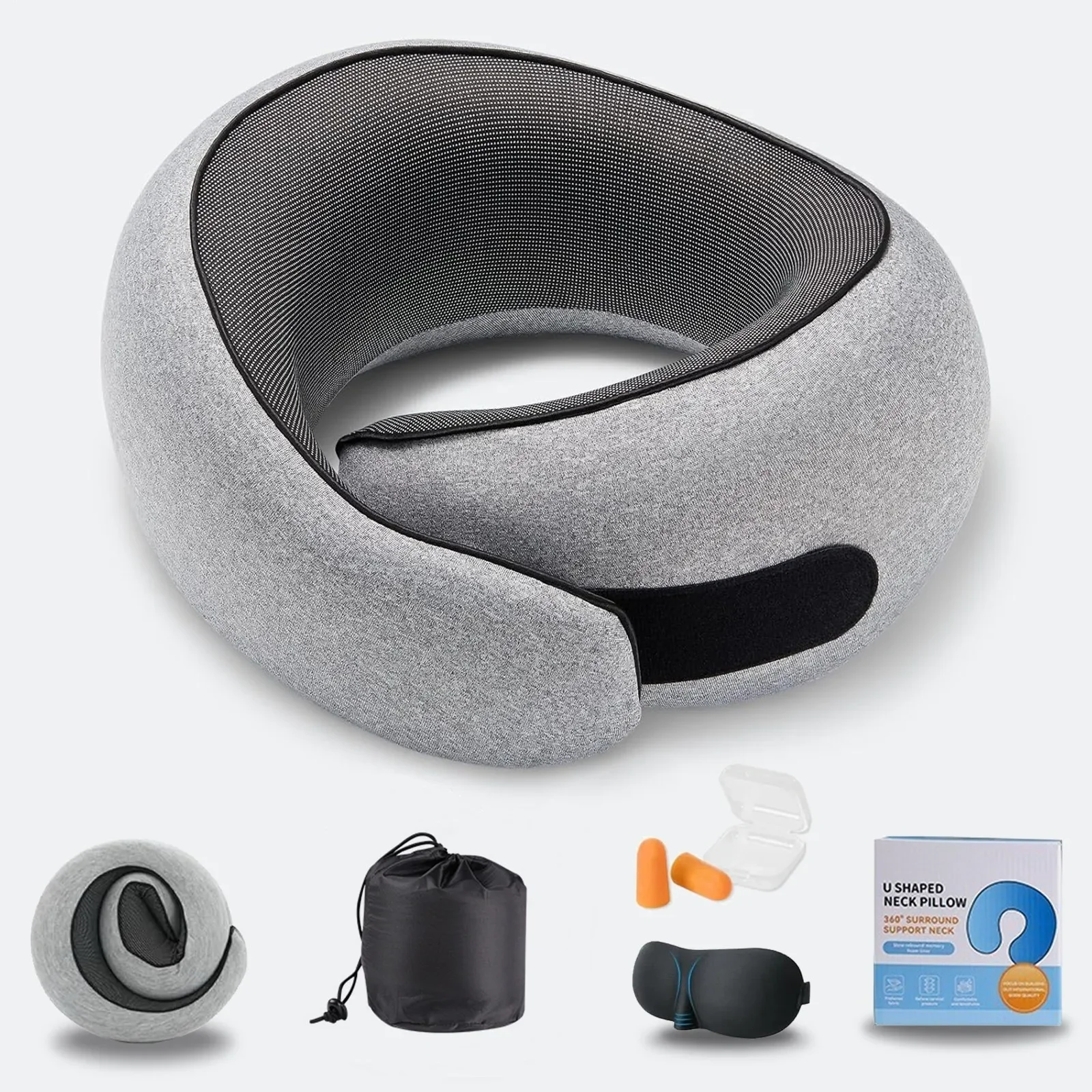 Memory Cotton U-shaped Pillow Lunch Break Sleep Long-distance Travel Portable Slow Rebound Travel Neck Pillow
