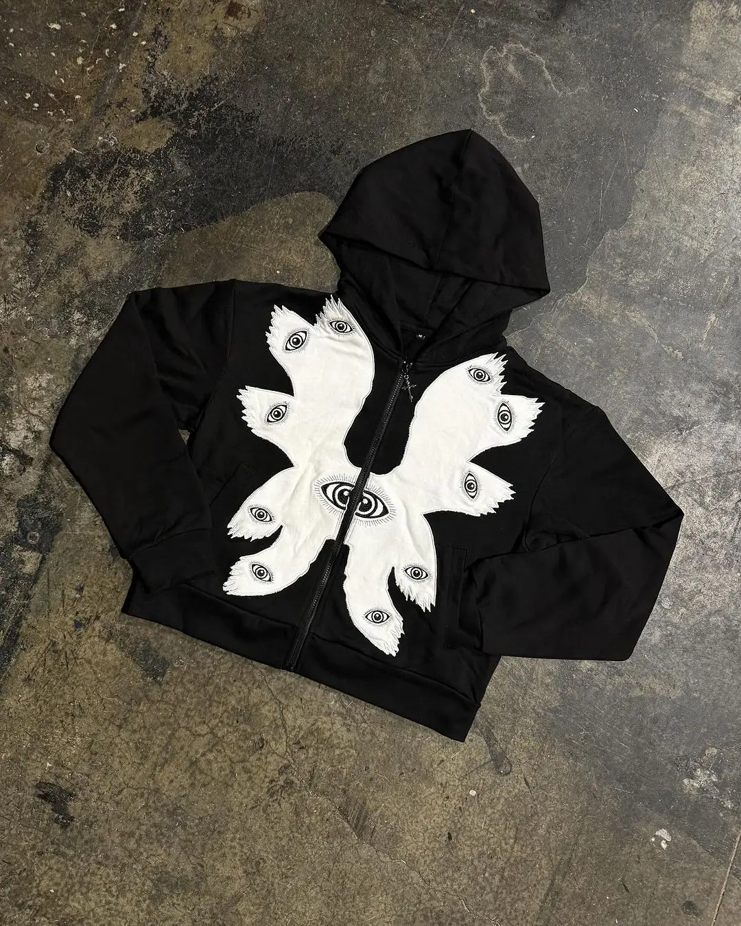 Goth Style Zip Up Hoodie Y2K Harajuku Pattern Patchwork Vintage Sweatshirt Men Women Hip Hop Oversized Streetwear Gothic Clothes