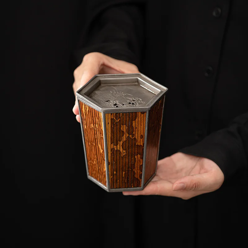 

Бамбуковый шестиугольный Jianshui Ретро маленький сухой замачиваемый чайный сервиз кунг-фу, банка для остатков чая, чаша для воды, мытье воды, чайная церемония