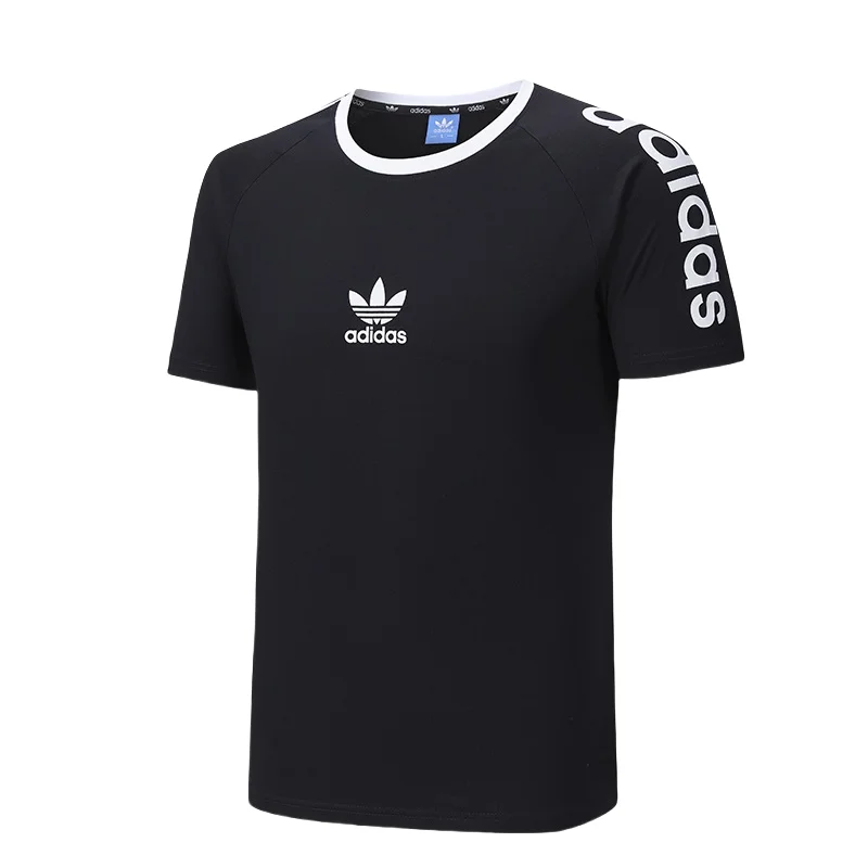 

Adidas Printed Round Neck Short Sleeve T-shirt Original 3317 Ice Porcelain Cotton 180g Black and White Color L-5XL