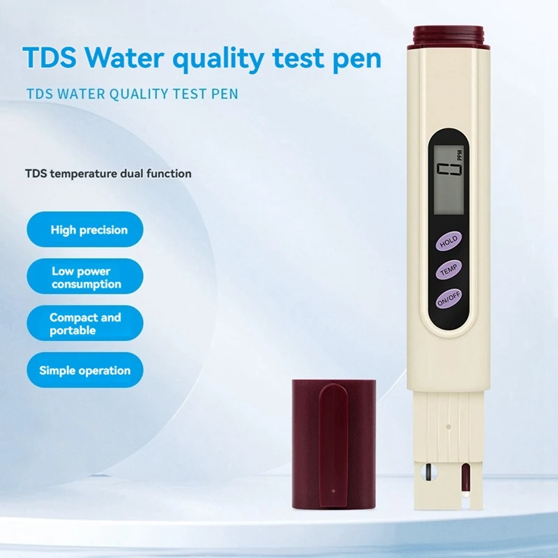 Portable TDS Meter Water Quality Tester For Drinking Water, Aquariums, Pools, Hydroponics Temp & Purity Measurement Pen