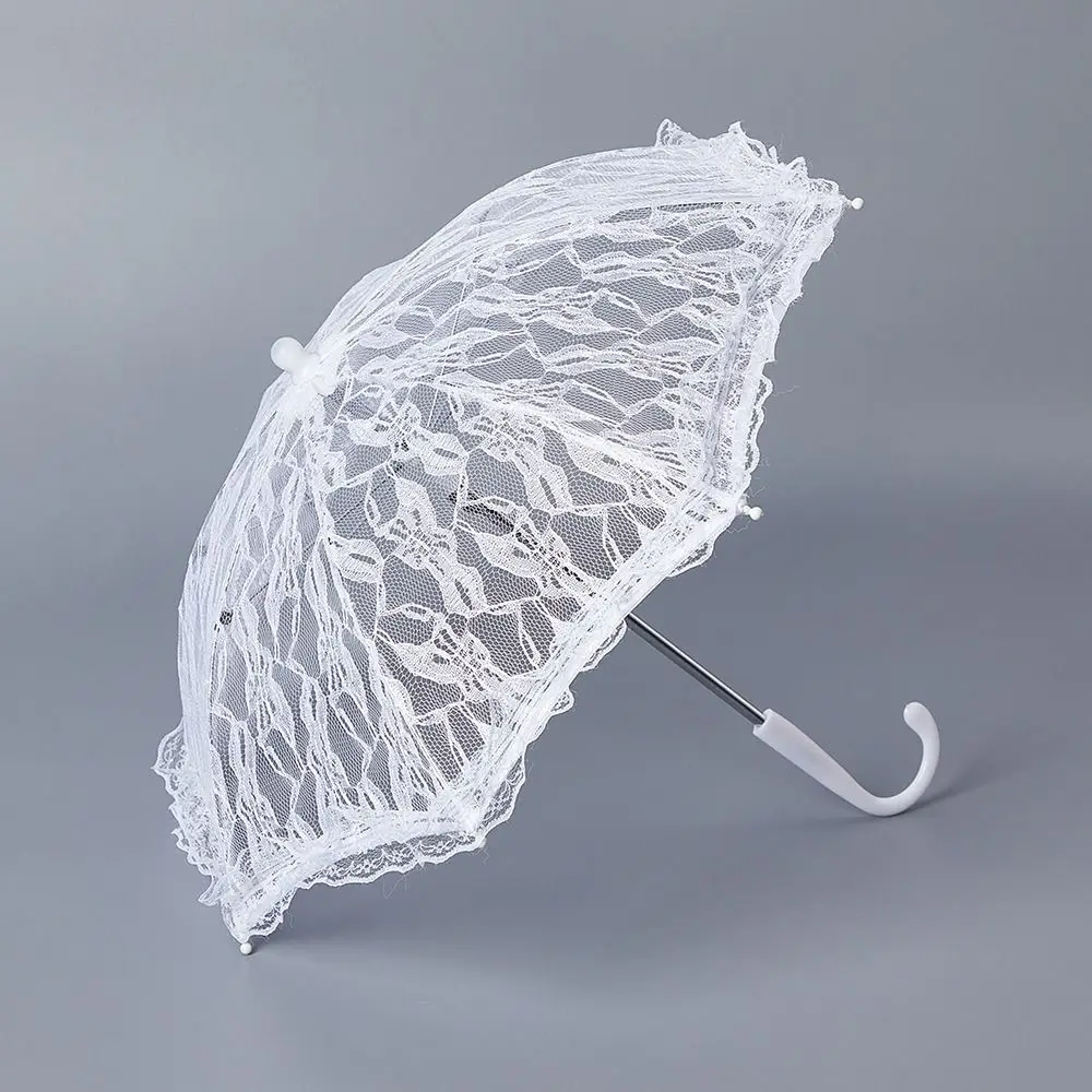 Elegant Lace Women's Lace Umbrellas Hollowed Out Floral Patterns Wedding Decoration Props Delicate Lolita White Lace Parasol