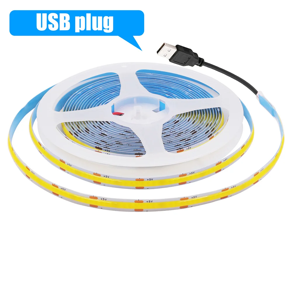 RAZEND DC 5 V LED COB Streifen Licht USB 2pin DC Stecker Stecker 3000 K 4000 K 6000 K 320 LEDs Flexible Band Dekor Hohe Dichte Lineare Beleuchtung 3