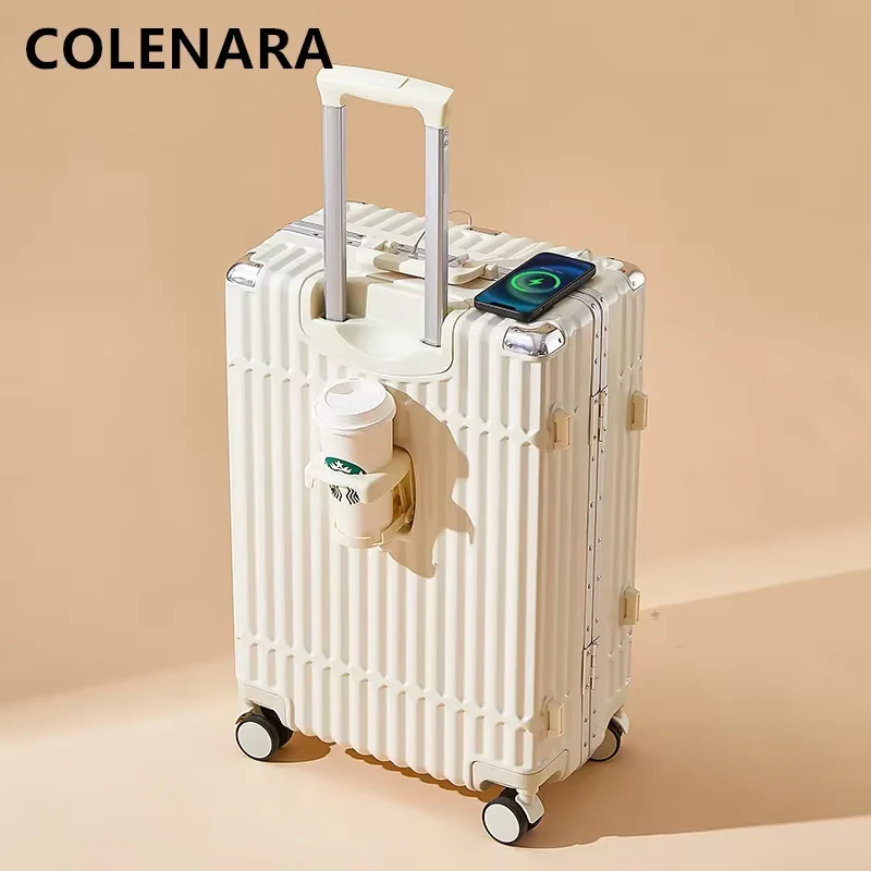 COLENARA USB Charging Luggage Aluminum Frame Boarding Box 20