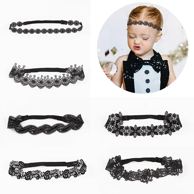 

Black Lace Headband Children's Latin Dance Headdress Hand-Embroidered Floral Hair Ornament Fairy Beautiful Hair Accessories