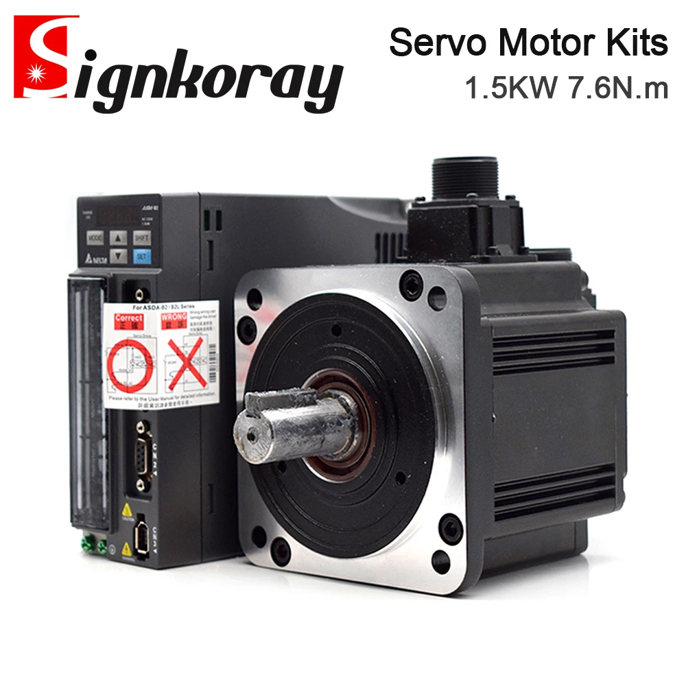 SignkoRay Servo Motor 1.5KW B2 Series ASD-B2-1521-B+ECMA-E21315RS 7.16N.m 8.3A with 3M Cable for Automated Industry