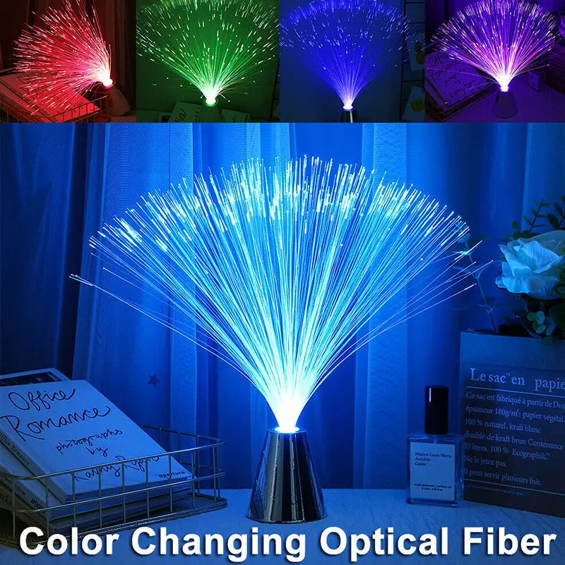 

1 Pcs Multicolor LED Fiber Optic Light Night Lamp Christmas Wedding Holiday Home Decor Color Random 8*8*34cm