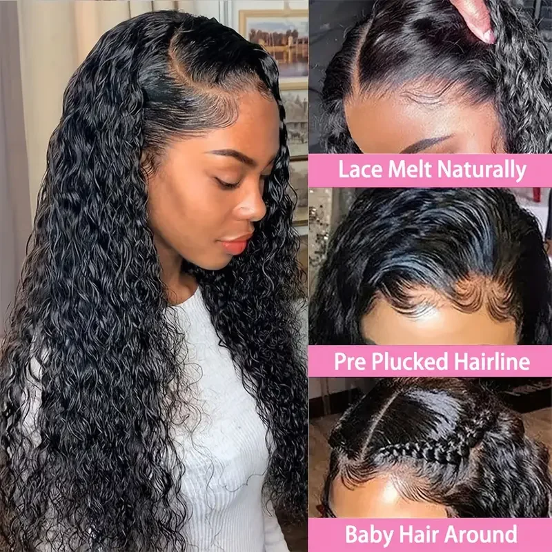 28 30 32 34 Inch Deep Wave Lace Frontal Wigs For Women Curly 100% Human Hair Brazilian 13x6 13x4 Wet And Wavy HD Lace Front Wigs