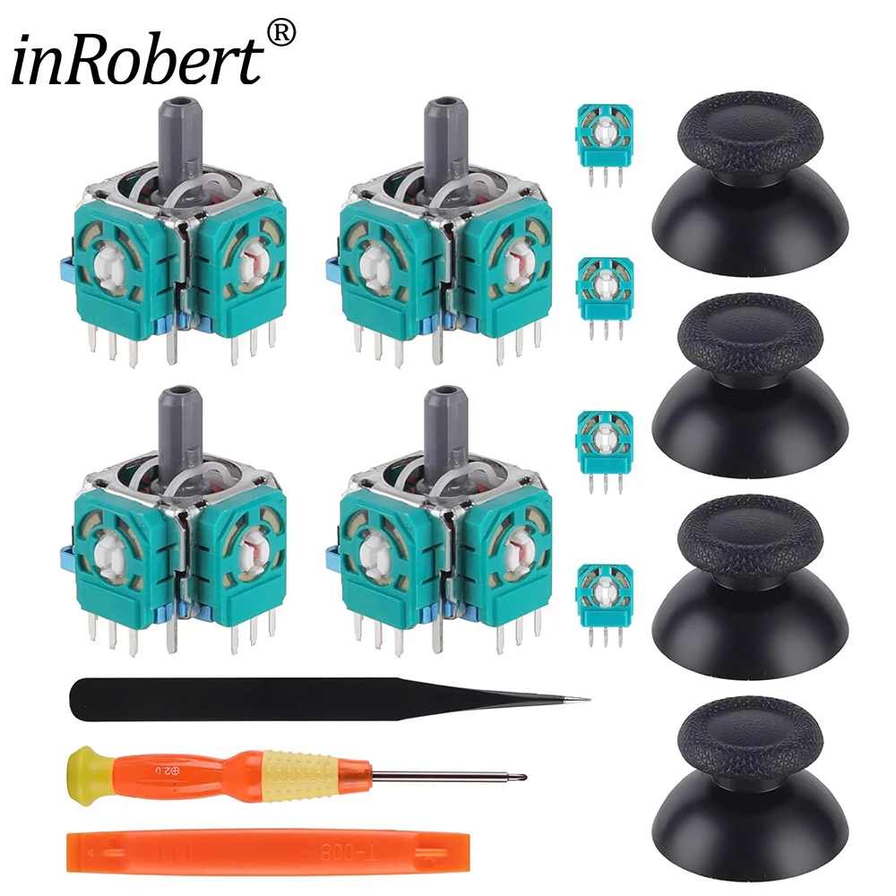 Joysticks Replacement for PS5 Controller 3D Analog Sensor Joysticks Module with Thumbsticks Cap and Potentiometer Repair Kit