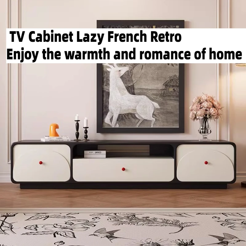 

Напольная тумба под телевизор в американском ретро-стиле, кремового цвета, для гостиной, центральный ТВ-стол, домашняя мебель для хранения вещей, экономия пространства, мебель для спальни
