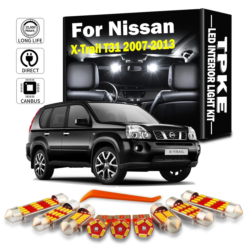 TPKE 12 Adet LED İç Okuma Bagaj Kapı Işık Kiti Nissan X-Trail Xtrail T31 2007 2008 2009 2010 2011 2012 2013 Araba Ampul