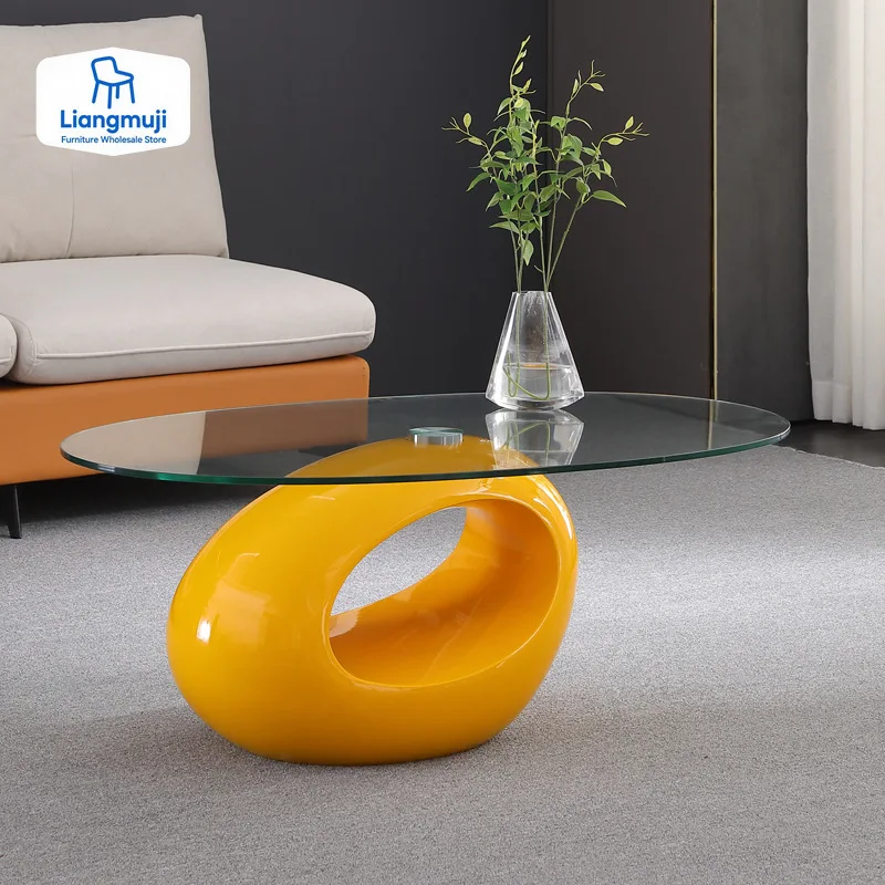 

Nordic Glass Coffee Table With High Gloss Designer Sitting Room Hollow Base Tempered Glass Side Table Living Room Center Table