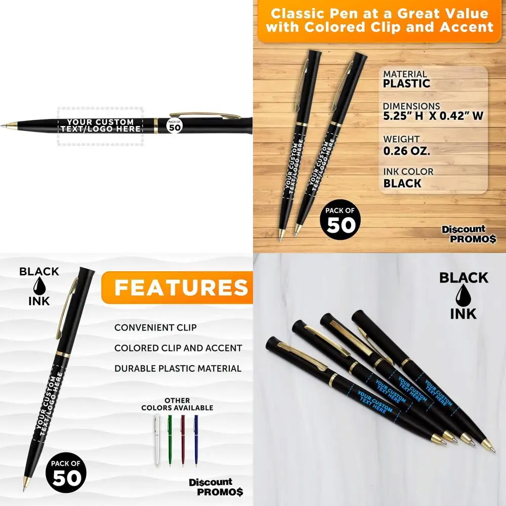 paquet-de-50-stylos-en-plastique-personnalisables-avec-texte-et-logo-personnalises-–-encre-noire-ideaux-pour-les-promotions-et-les-evenements-d'hotel