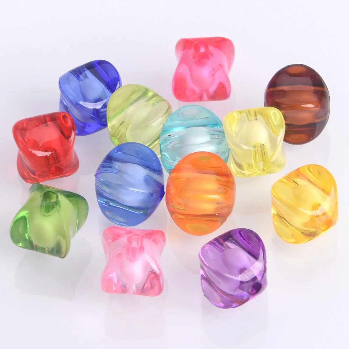 

50pcs Round Tetragon Colorful Acrylic Plastic Loose Beads Wholesale lot Crafts Findings for DIY Jewelry Making