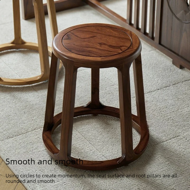 

New Chinese Solid Wood Zen Dining Stool Tea Table Round Seat Entryway Shoe Changing Bench Modern Simple Low Stool for Home