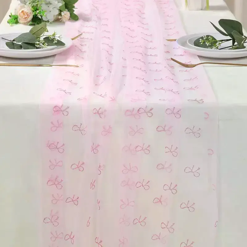Bow Party Decorations Tablecloth, Girl Bow Theme Coquette Birthday Party Supplies Table Cover, Bow Birthday Baby Shower Decorati
