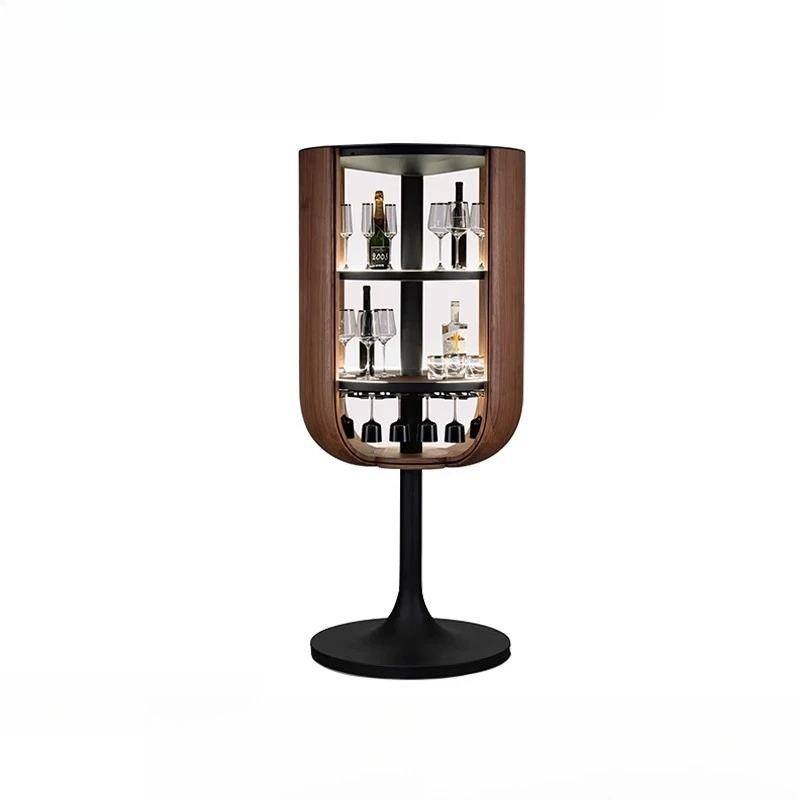 Armadietto per vino con porta girevole in legno massello: espositore e contenitore multistrato per il soggiorno